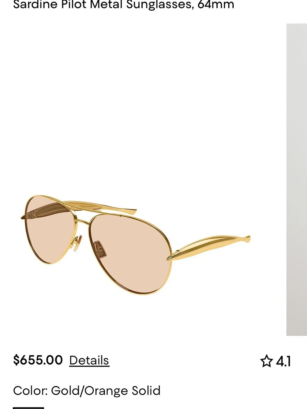 Bottega Veneta Gold Aviator Sunglasses with Green Case